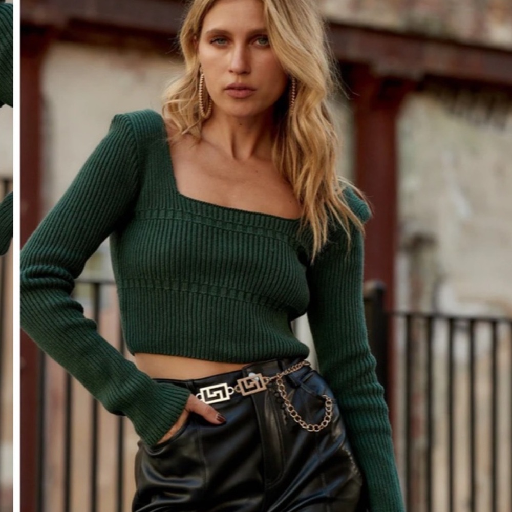 12th tribe Monarch Emerald Knit Crop